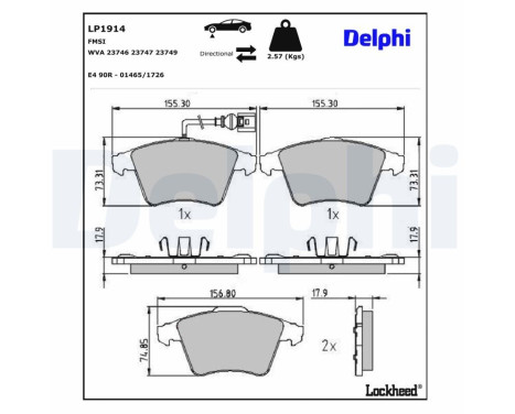 Brake Pad Set, disc brake LP1914 Delphi
