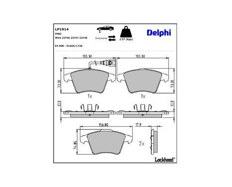 Brake Pad Set, disc brake LP1914 Delphi