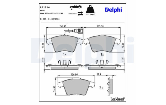 Brake Pad Set, disc brake LP1914 Delphi, Image 4