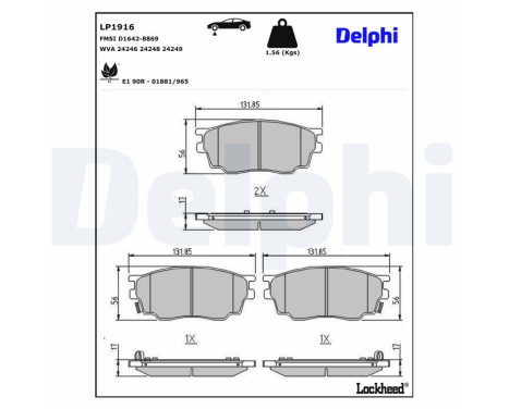 Brake Pad Set, disc brake LP1916 Delphi