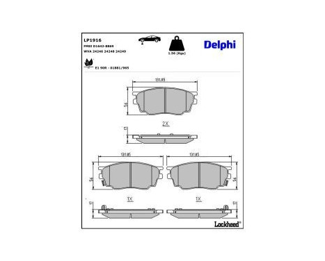 Brake Pad Set, disc brake LP1916 Delphi