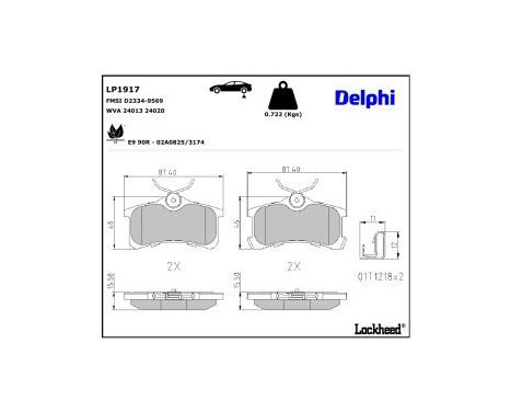 Brake Pad Set, disc brake LP1917 Delphi