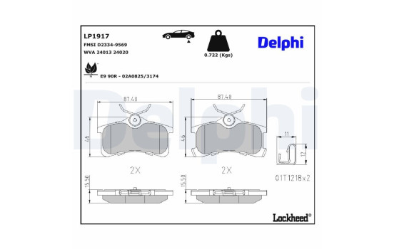 Brake Pad Set, disc brake LP1917 Delphi