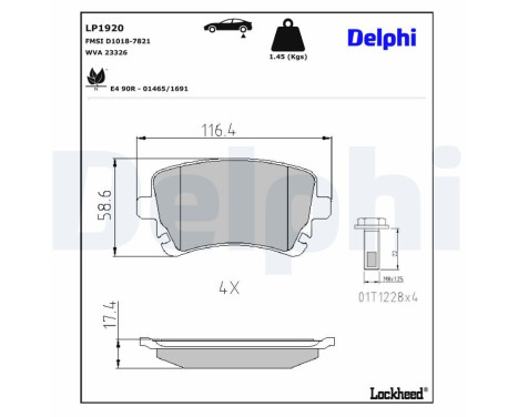 Brake Pad Set, disc brake LP1920 Delphi