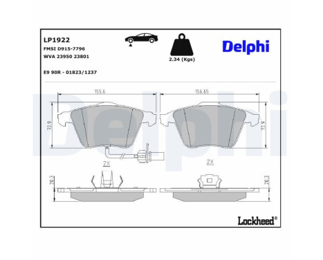 Brake Pad Set, disc brake LP1922 Delphi