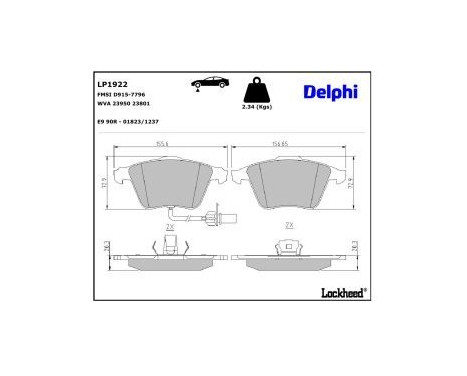 Brake Pad Set, disc brake LP1922 Delphi, Image 4