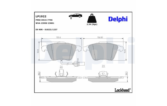 Brake Pad Set, disc brake LP1922 Delphi, Image 4