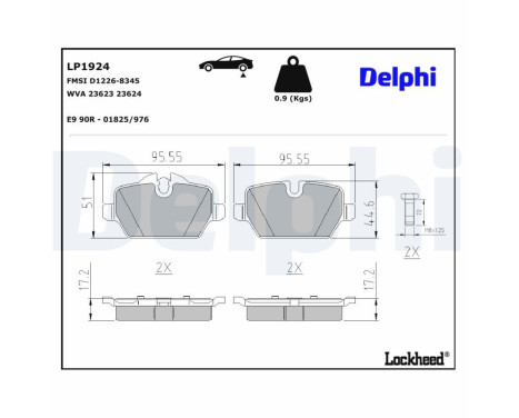 Brake Pad Set, disc brake LP1924 Delphi, Image 3