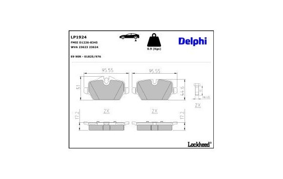 Brake Pad Set, disc brake LP1924 Delphi, Image 3