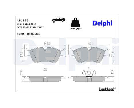 Brake Pad Set, disc brake LP1925 Delphi