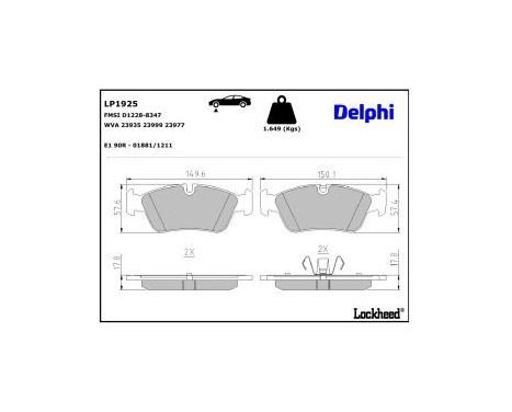 Brake Pad Set, disc brake LP1925 Delphi, Image 3
