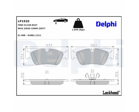 Brake Pad Set, disc brake LP1925 Delphi, Image 3