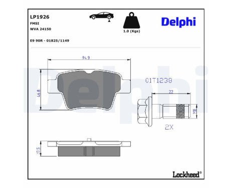 Brake Pad Set, disc brake LP1926 Delphi