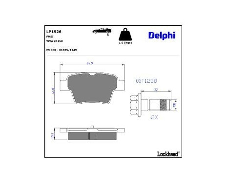 Brake Pad Set, disc brake LP1926 Delphi, Image 4
