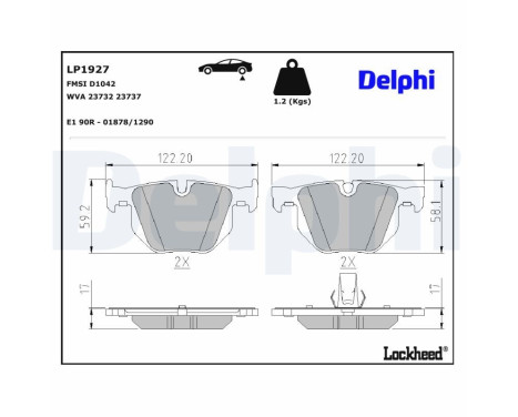 Brake Pad Set, disc brake LP1927 Delphi