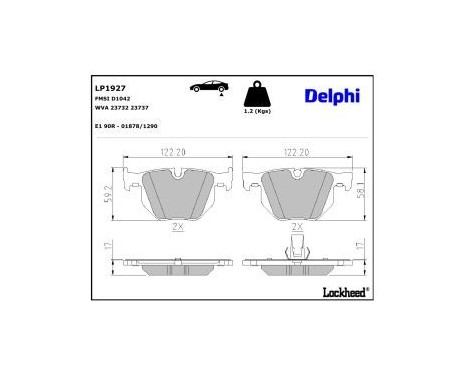 Brake Pad Set, disc brake LP1927 Delphi, Image 3