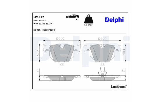 Brake Pad Set, disc brake LP1927 Delphi, Image 3