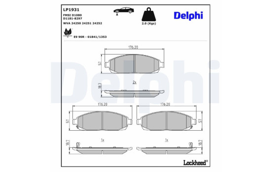 Brake Pad Set, disc brake LP1931 Delphi, Image 3