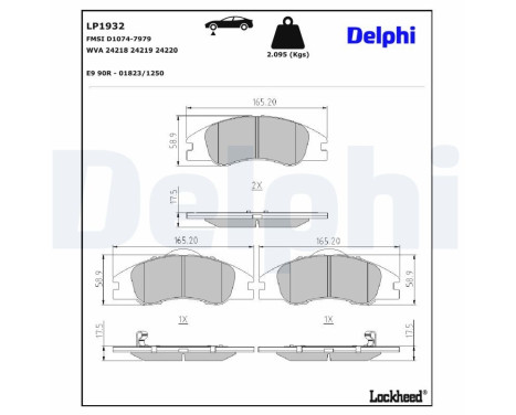 Brake Pad Set, disc brake LP1932 Delphi