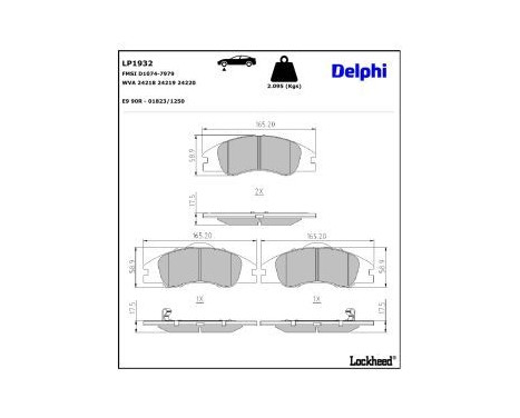 Brake Pad Set, disc brake LP1932 Delphi