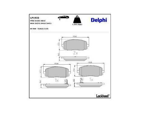 Brake Pad Set, disc brake LP1933 Delphi, Image 3
