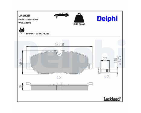 Brake Pad Set, disc brake LP1935 Delphi