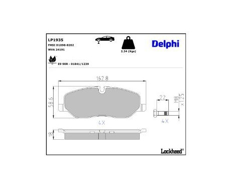 Brake Pad Set, disc brake LP1935 Delphi, Image 3