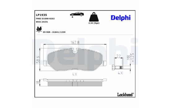 Brake Pad Set, disc brake LP1935 Delphi, Image 3
