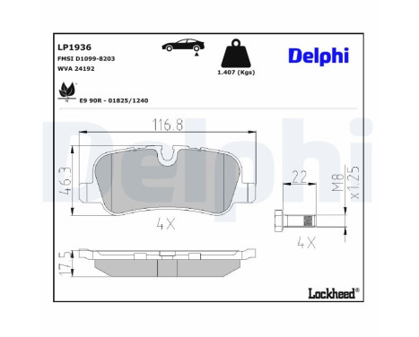 Brake Pad Set, disc brake LP1936 Delphi