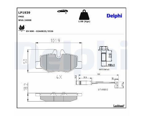 Brake Pad Set, disc brake LP1939 Delphi, Image 4