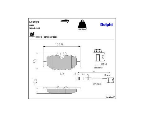 Brake Pad Set, disc brake LP1939 Delphi, Image 4