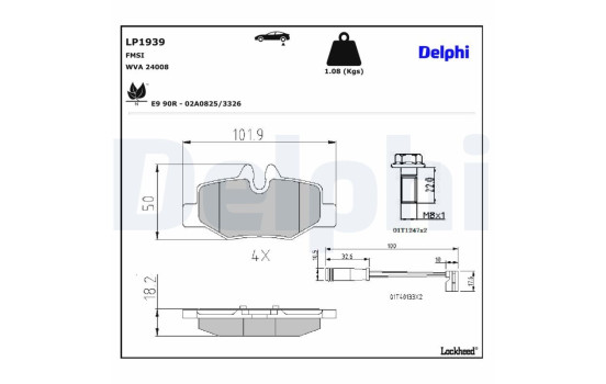 Brake Pad Set, disc brake LP1939 Delphi, Image 4