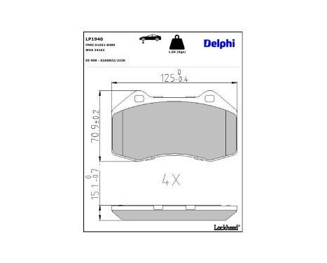 Brake pad set, disc brake LP1940 Delphi