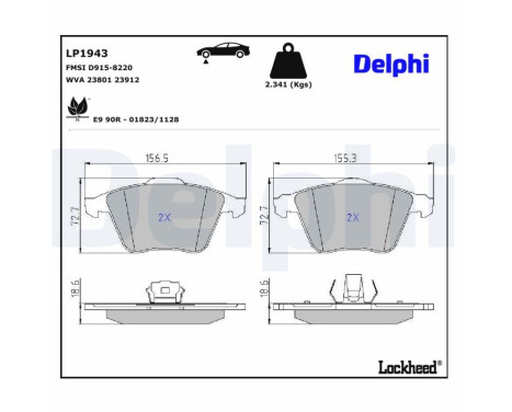 Brake Pad Set, disc brake LP1943 Delphi