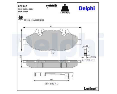 Brake Pad Set, disc brake LP1947 Delphi, Image 4