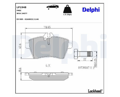 Brake Pad Set, disc brake LP1948 Delphi, Image 3