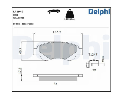 Brake Pad Set, disc brake LP1949 Delphi