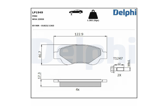 Brake Pad Set, disc brake LP1949 Delphi
