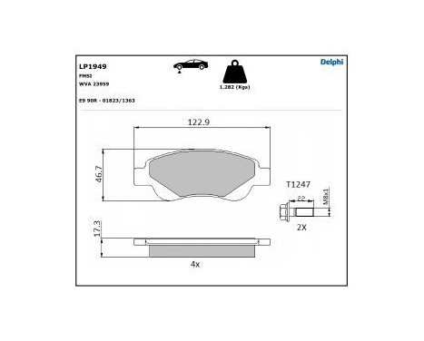 Brake Pad Set, disc brake LP1949 Delphi, Image 5