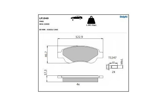 Brake Pad Set, disc brake LP1949 Delphi, Image 5
