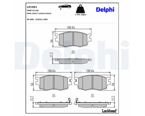 Brake Pad Set, disc brake LP1951 Delphi, Image 3