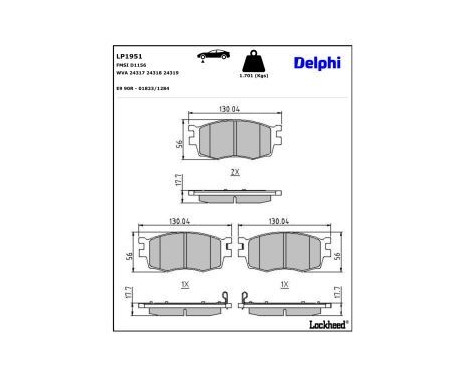 Brake Pad Set, disc brake LP1951 Delphi, Image 3
