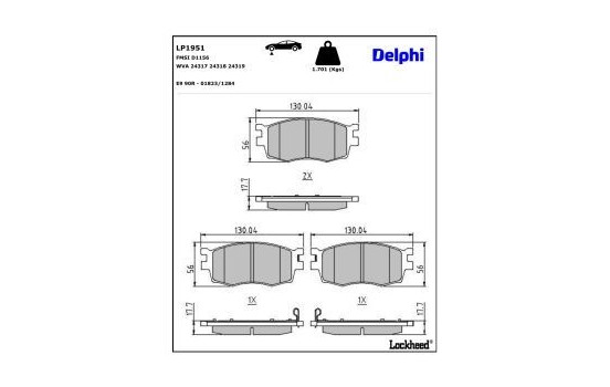 Brake Pad Set, disc brake LP1951 Delphi, Image 3