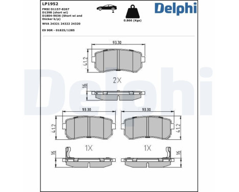 Brake Pad Set, disc brake LP1952 Delphi