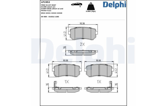 Brake Pad Set, disc brake LP1952 Delphi