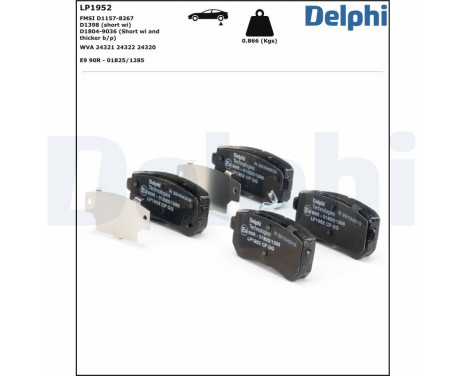 Brake Pad Set, disc brake LP1952 Delphi, Image 2