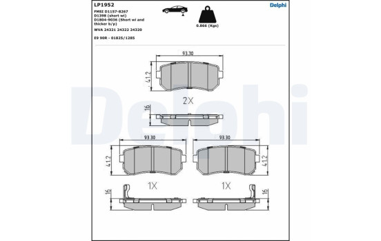 Brake Pad Set, disc brake LP1952 Delphi, Image 5