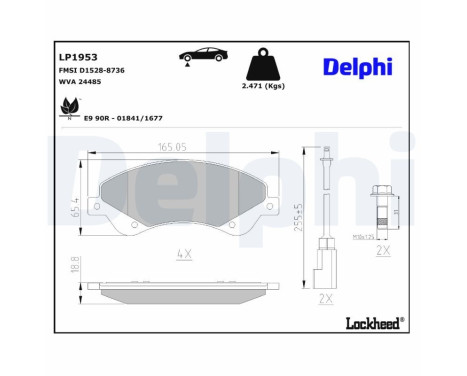 Brake Pad Set, disc brake LP1953 Delphi, Image 4