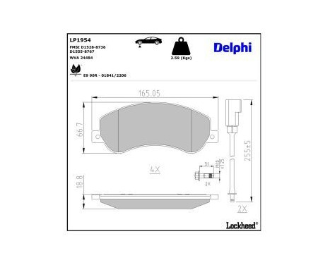 Brake Pad Set, disc brake LP1954 Delphi, Image 4
