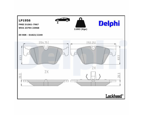 Brake Pad Set, disc brake LP1956 Delphi, Image 4